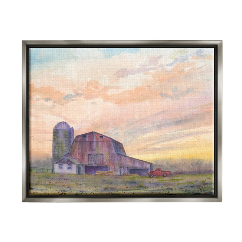 «Latitude Run® Country Barn At Sunrise», art mural encadré sur toile flottante par Patti Bishop, H 25 po x l 31 po x P 1,7 po