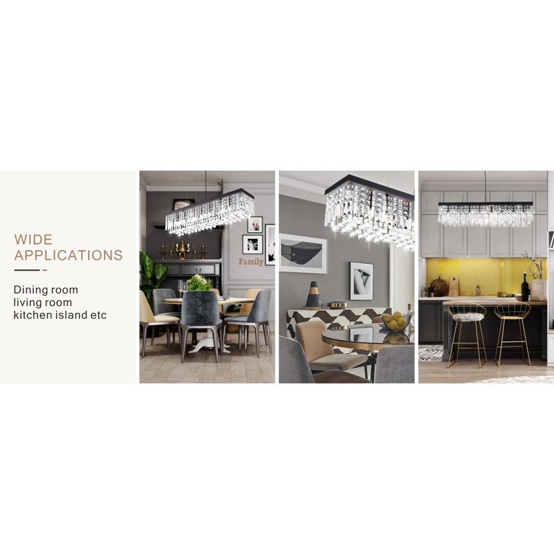 Lustre en cristal élégant au design moderne en fer pour la salle à manger