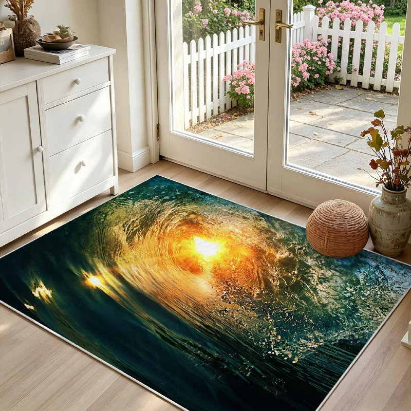 Tapis bleu lavable à la machine bleu, Rectangle 39 po x 63 po