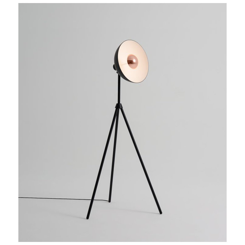 Lampe de plancher APOLLO, Noir / bois noir