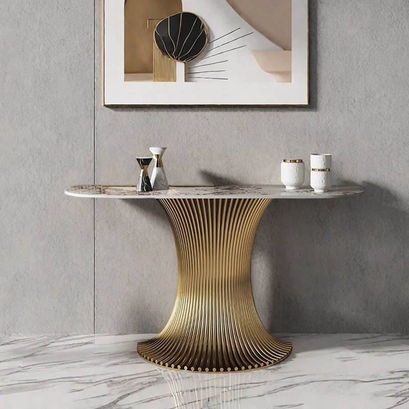 Console de hall d'entrée de style luxueux, H 33,5 po x l 39,4 po x P 15,7 po, Or champagne