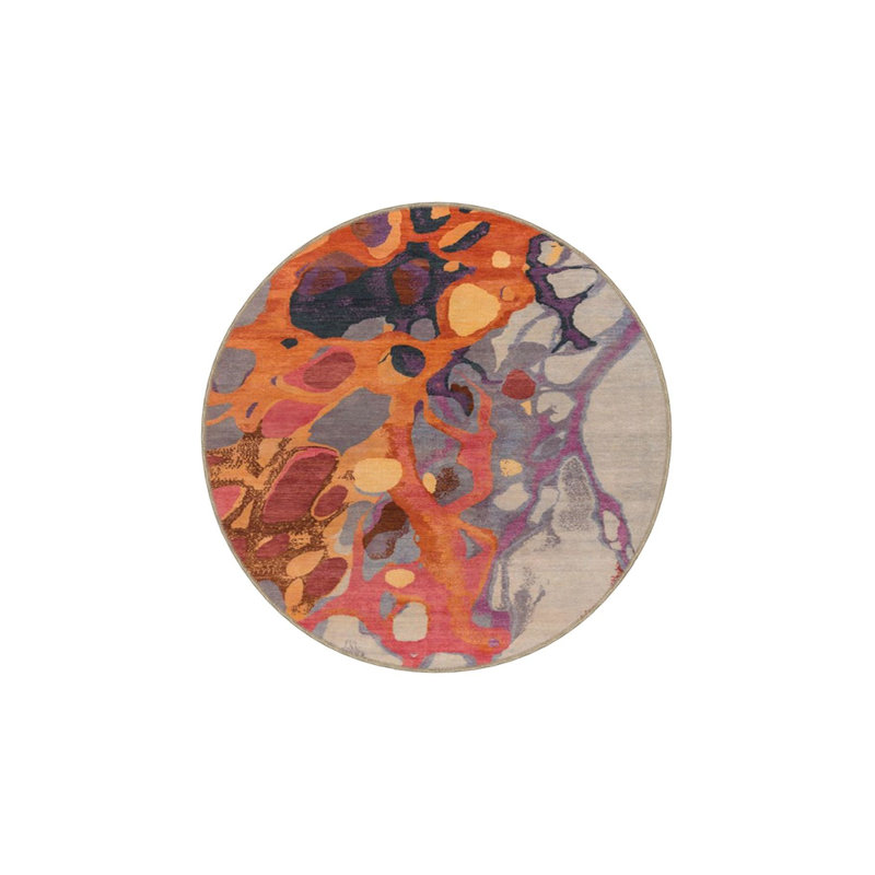 Splashed Multicolor Painted Patterned Woven Base Washable Rug, Rectangle 2'6" x 4'11" Rug Pad Included