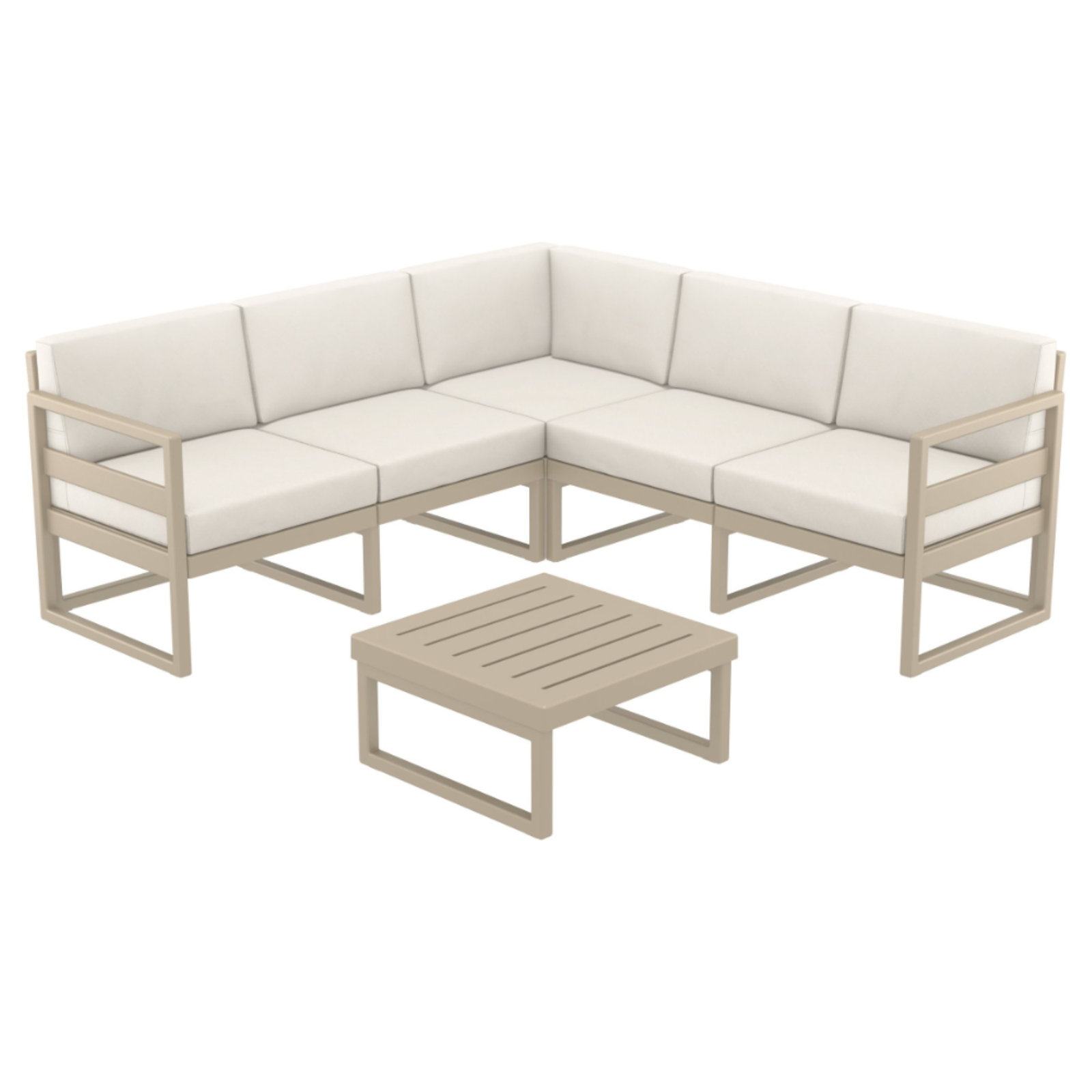 Lane 5 - Person Modular Patio Conversation Set with Cushions, Natural, Taupe