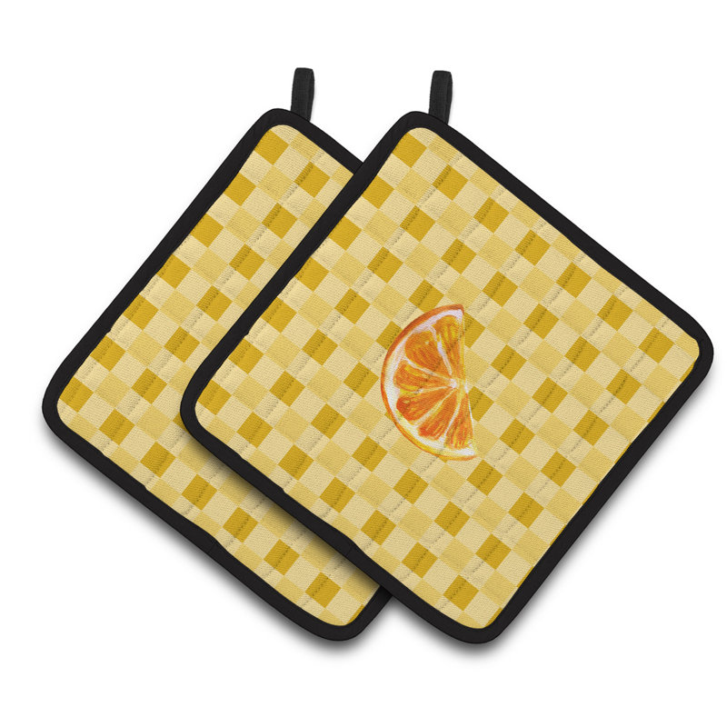 Caroline oranges à tranches de trésors sur basketweave cuisinier poignée