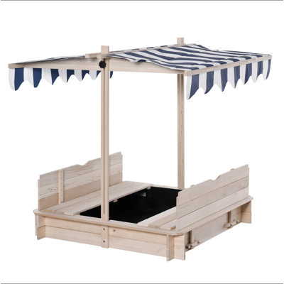 Bac à sable pour enfants avec couvercle Outsunny, bac à sable pour enfants avec bancs pliables, auvent réglable