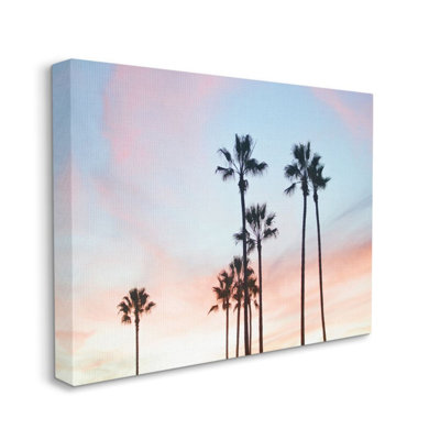 Coucher de soleil avec des silhouettes de palmiers - reproduction d'art