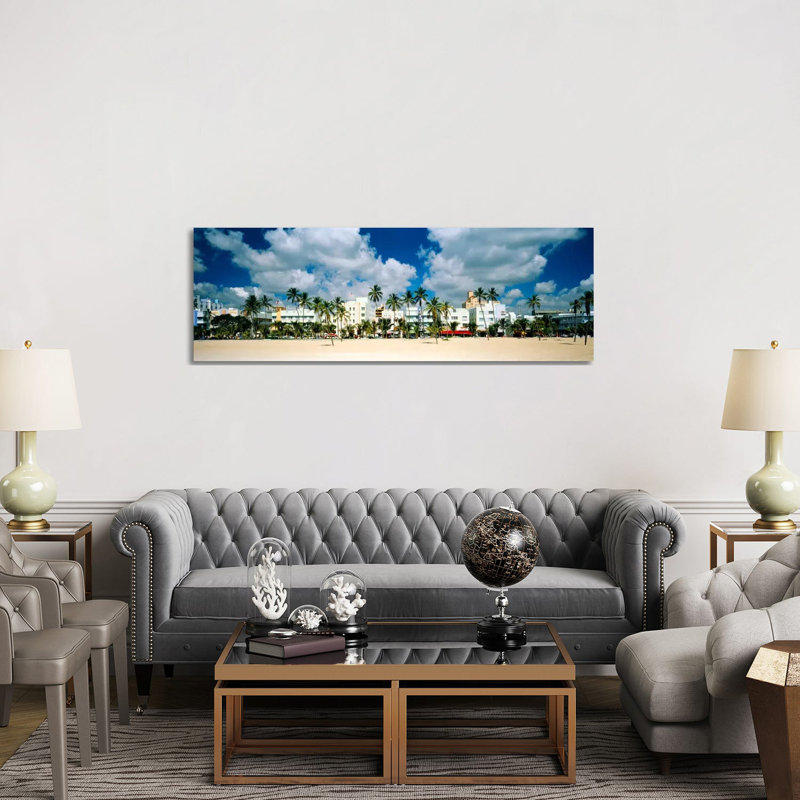 Hotels On The Beach, Art Deco Hotels, Ocean Drive, Miami Beach, Florida, USA by Panoramic Images - Wrapped Canvas Panoramic Print
