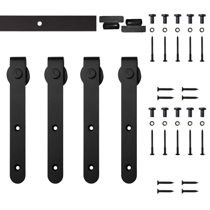 Ensemble de quincaillerie pour porte de grange à crochet double standard (porte non incluse), Noir, 72 po