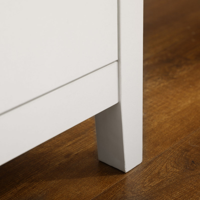Meuble télé pour téléviseur de 55 po ou moins avec tablettes et portes Keeve, blanc