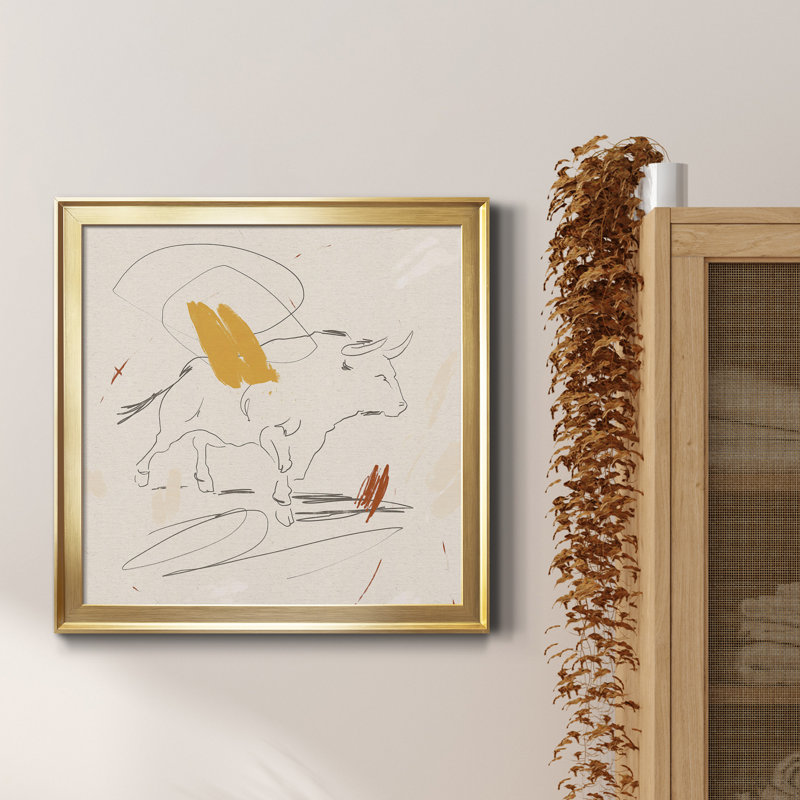 Toile encadrée Big Bull I-Premium - prête à être accrochée, Toile avec cadre doré, H 30,5 po x l 30,5 po x P 1,5 po