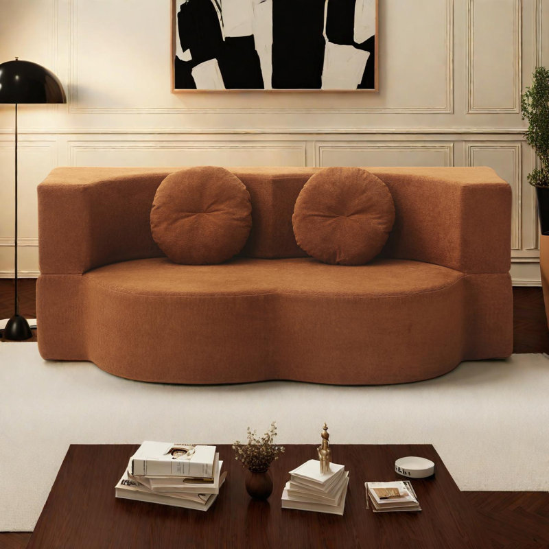 Canapé-lit pliable simple avec oreiller, Orange