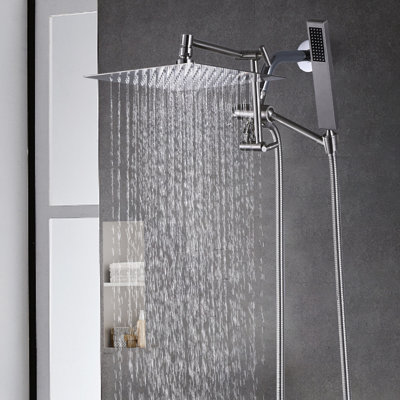 Pomme de douche tout en métal avec bras d'extension réglable et portatif