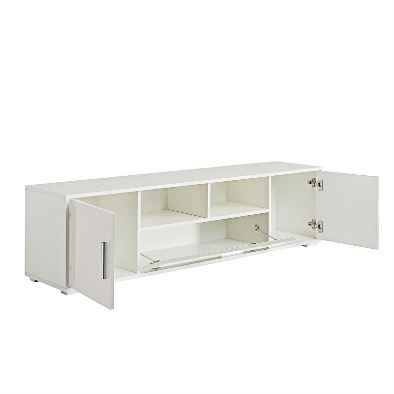 Meuble télé Padang avec ceinture lumineuse à DEL et espace de rangement pour téléviseur de 65 po ou moins, Blanc
