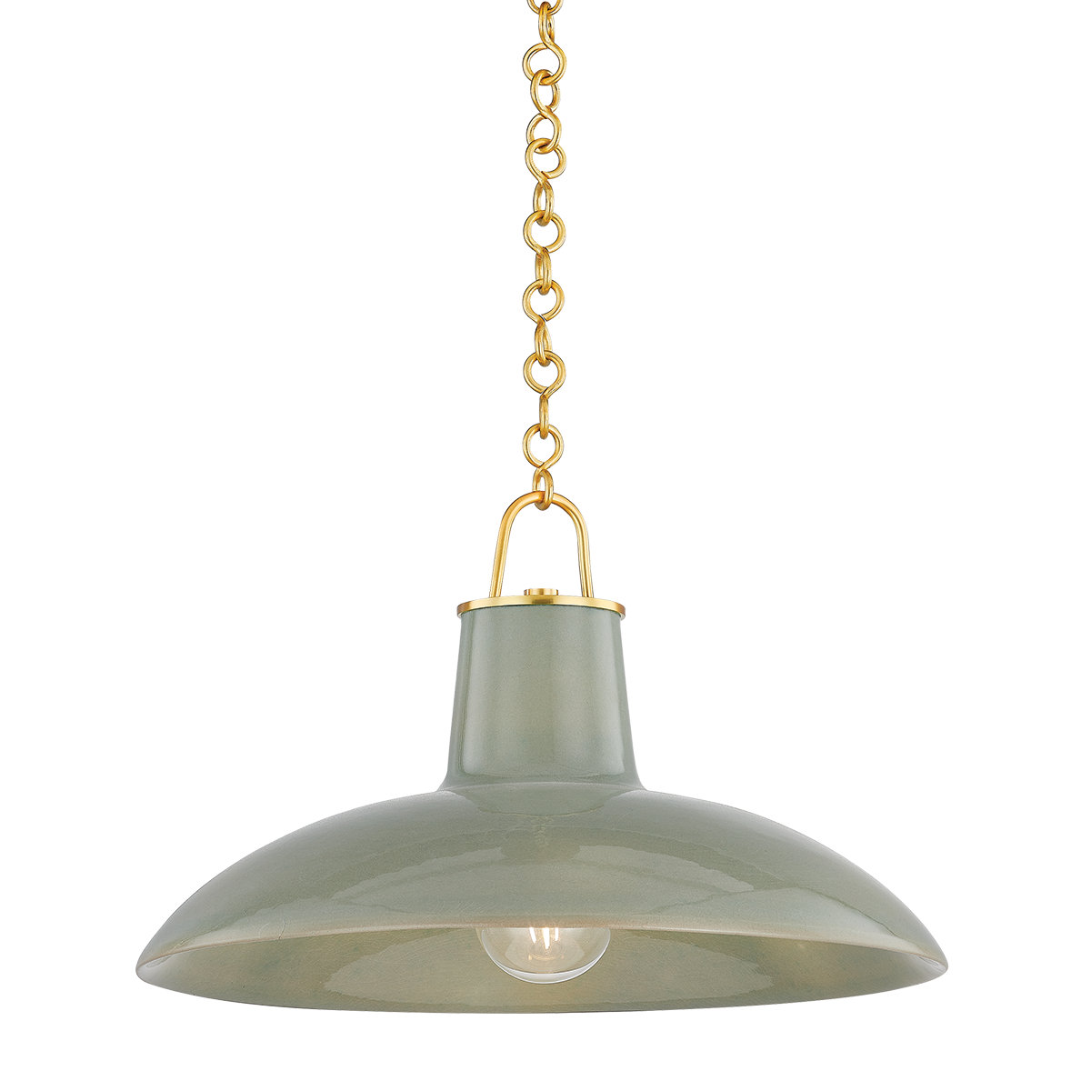 Pottersville Single Pendant, 11.25" H x 18" W x 18" D, Teal, Brass