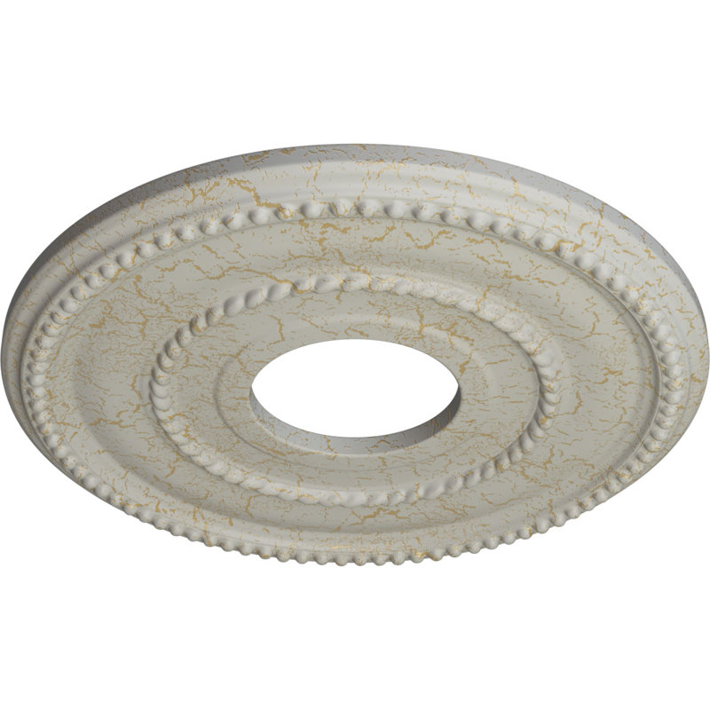 Médaillon de plafond Endurathane Valeriano, DE 12 1/8 po x P 3 5/8 po x P 3/4 po (convient aux auvents jusqu'à 6 1/4 po), pot peint à la main de fini craquelé crème