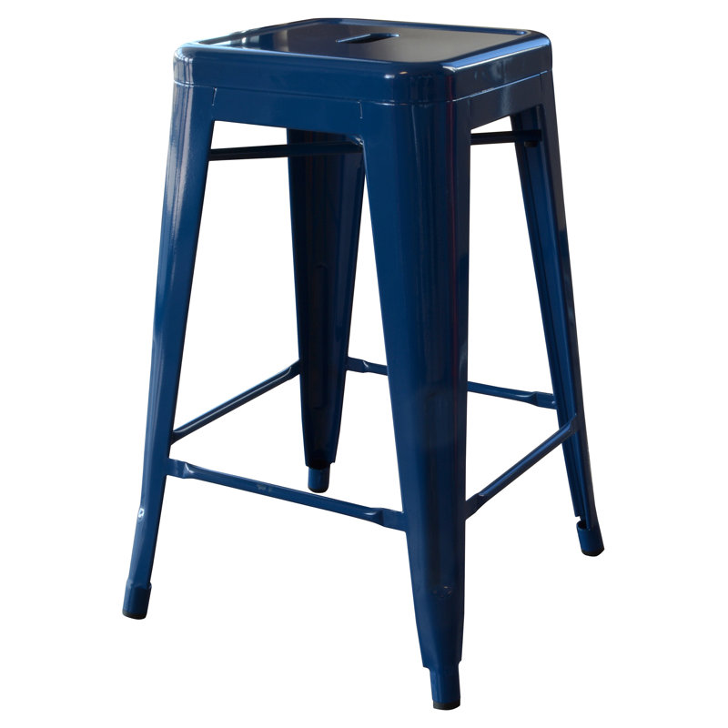 Tabouret bar et de comptoir Itzia, bleu, Tabouret de comptoir (assise de 24 po de hauteur), 4