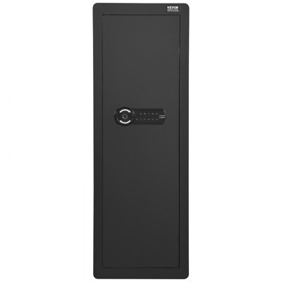 Coffre-fort pour armes à feu mural de 42,91 po de hauteur, coffre-fort à 4 niveaux avec clavier et empreinte digitale, 3 tablettes amovibles et 6 porte-clés, coffre-fort en acier laminé à froid pour éclairage Q235 avec éclairage DEL, alarme de vibr