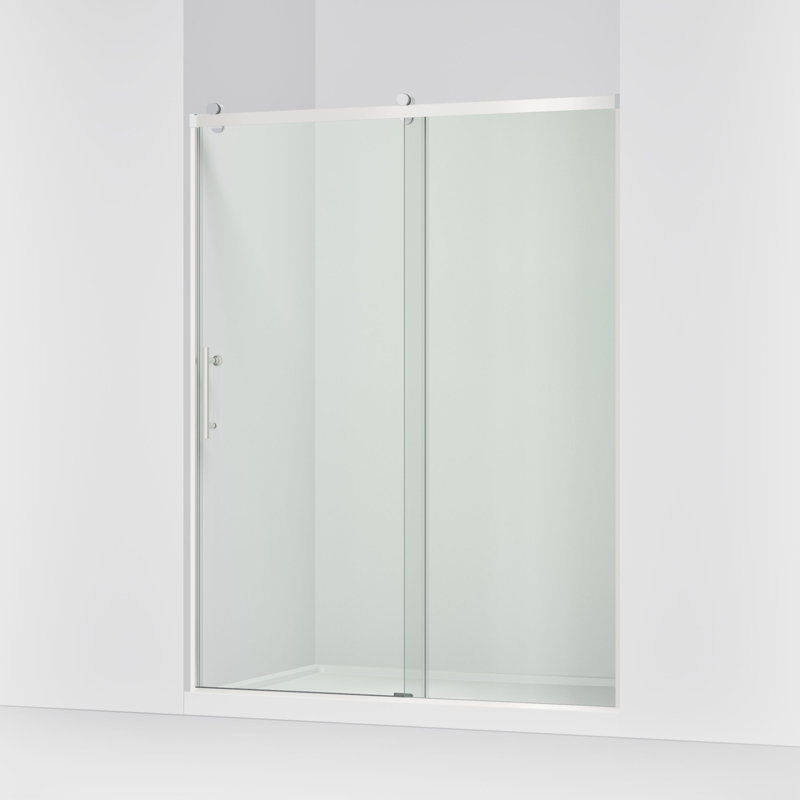 Rely 59.62" W x 76.99" H Single Sliding Frameless Shower Door, Silver