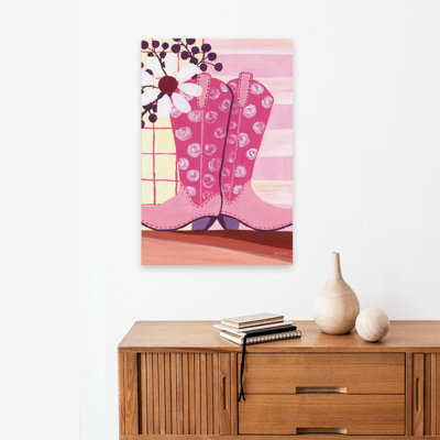 Rose, bottes de cow-boy, art abstrait, art contemporain