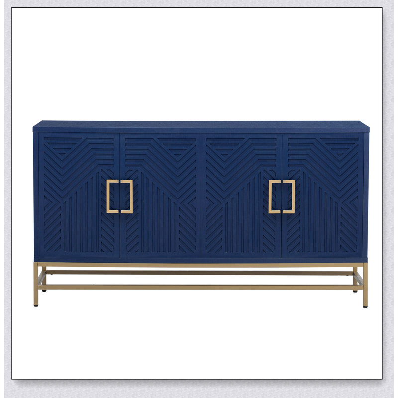 Buffet de style rétro avec tablettes réglables, poignées en métal et pieds pour un rangement et un décor polyvalents dans la cuisine, le salon et la salle à manger