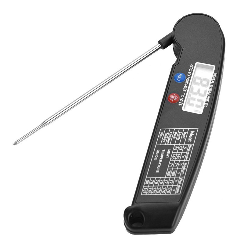 Thermomètre numérique noir avec sonde pliable