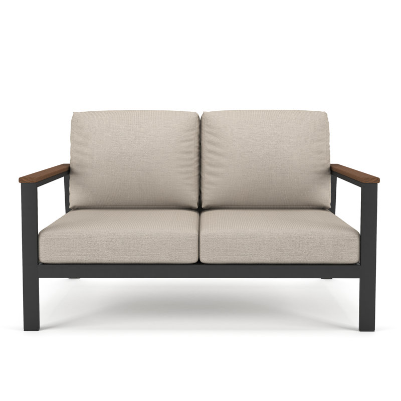 Townsend Loveseat with Sunbrella® Cushion, Cast Silver Sunbrella®, Brown