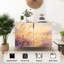 Buffet Buffet avec rangement Golden Meadow Landscape Wild Grass Fleurs mauves à l'aquarelle douce avec 2 portes pour le salon et la cuisine