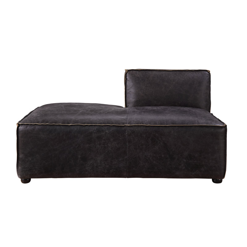 Canapé modulaire en cuir véritable 34 po Abbas, Cuir véritable ardoise antique