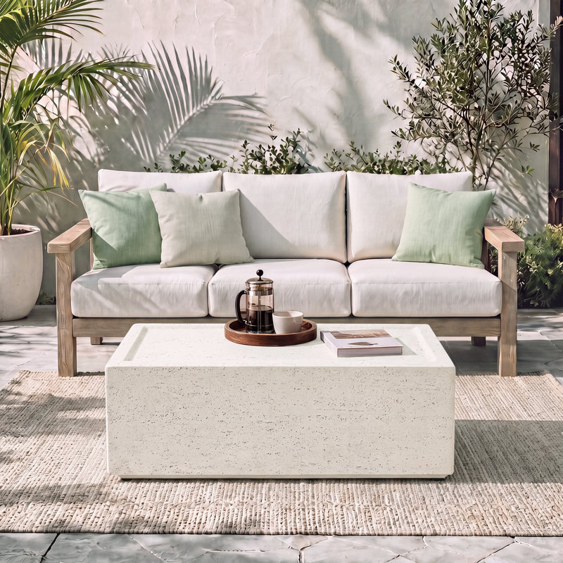 Table basse d'extérieur en béton 40 po, Beige