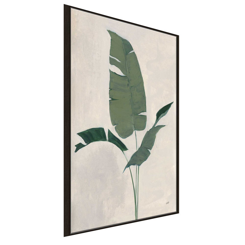 Palmier botanique II - Peinture, L 21,5 po x H 33,5 po, Encadrement brun