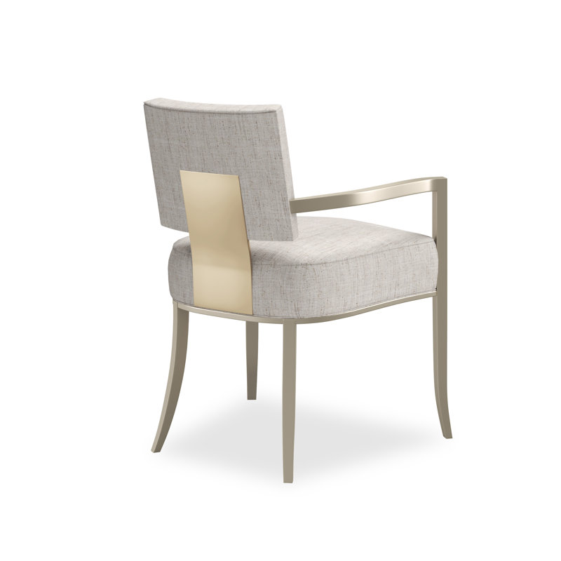 Caracole Classic Upholstered Arm Chair, Silver/Gold, White