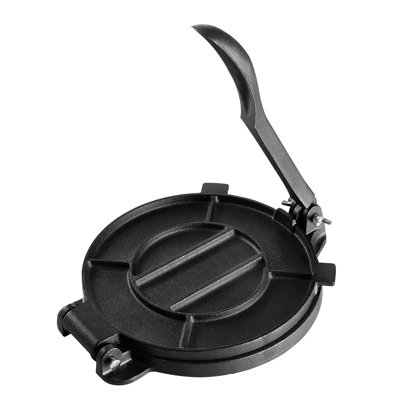Presse à tortilla en fonte de 10 pouces, roti pré-assaisonné robuste et Pataconera avec poignée ergonomique pour tortillas à la farine