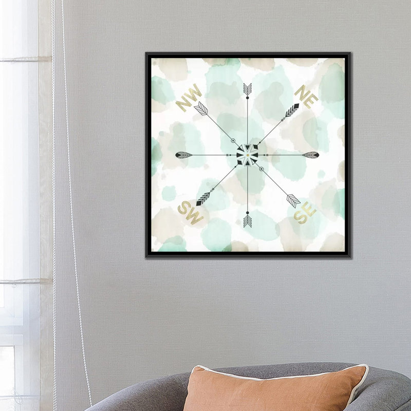 « directions i », impression sur toile, H 18 po x l 18 po x P 1,5 po, Toile avec cadre noir, Pas de tapis