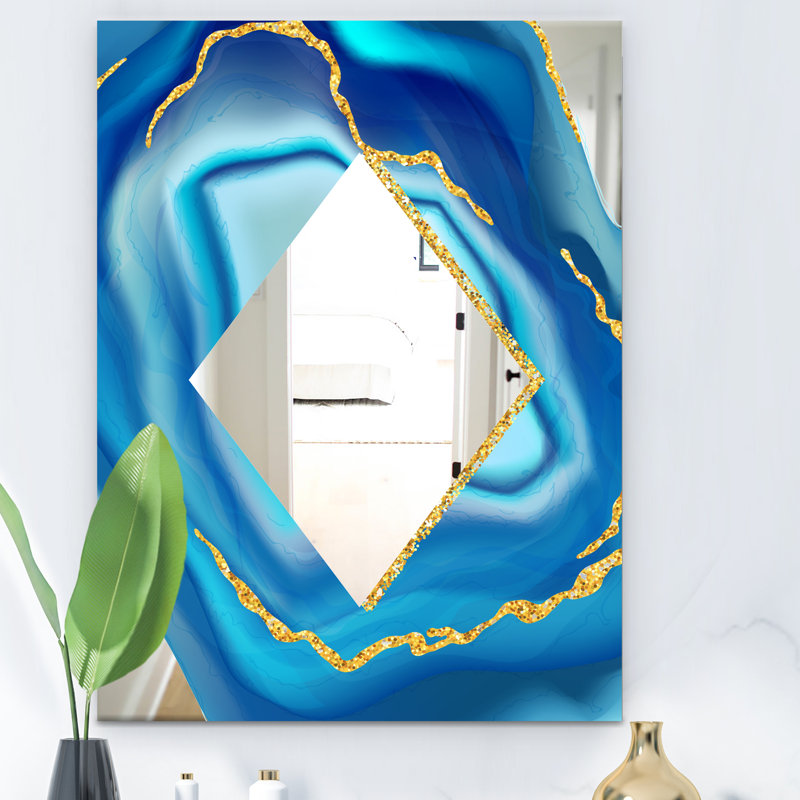 Marbré bleu 1 - Miroir Glam - Miroir décoratif moderne, L 29,5 po x H 39,4 po