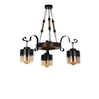 Lustre unique à 3 lumières avec détails en fer forgé Ira