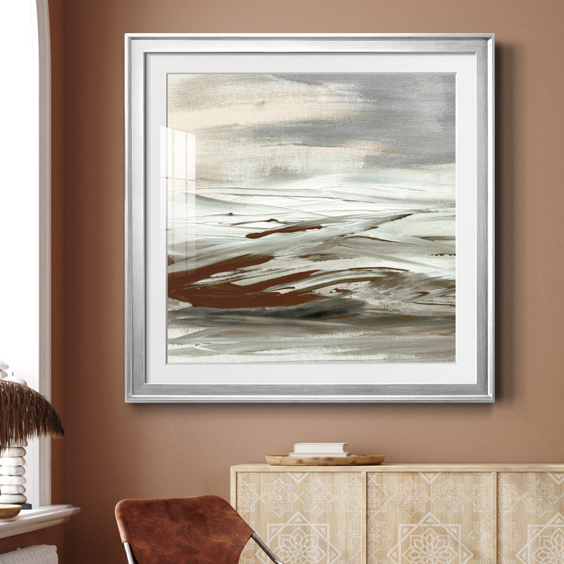 Terre Tumultueuse - peinture encadrée, Papier avec cadre argenté, H 30,5 po x l 30,5 po x P 1,5 po