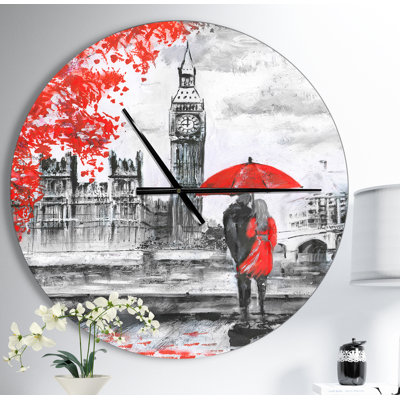 Couples Walking in London - Horloge murale moderne