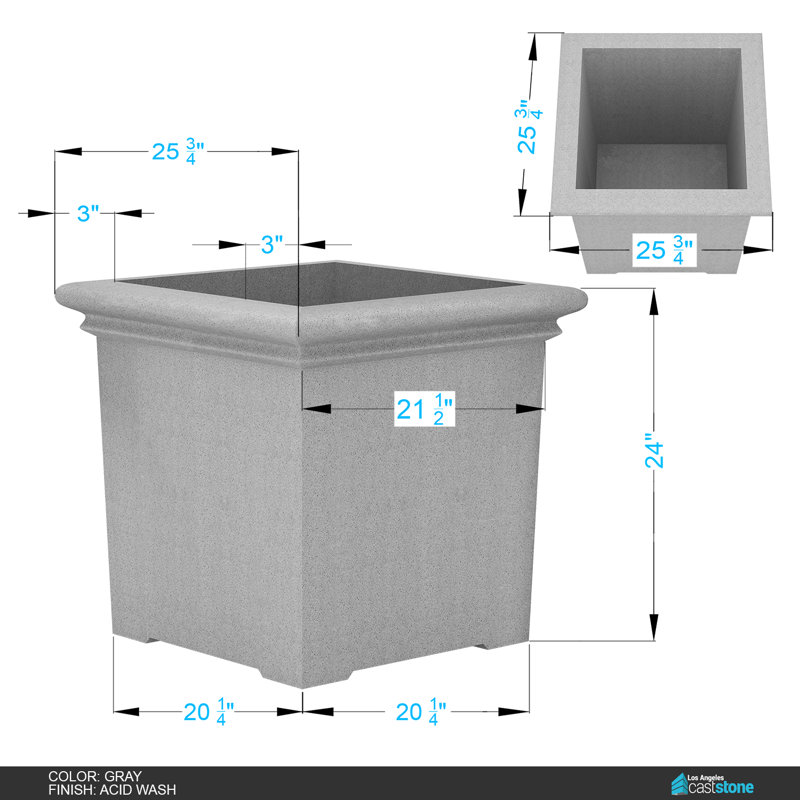 Concrete Planter, Acid Wash Gray