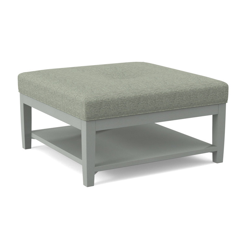 Hammond Square Ottoman, White Sugar Performance; 0863-91, Nickel Finish