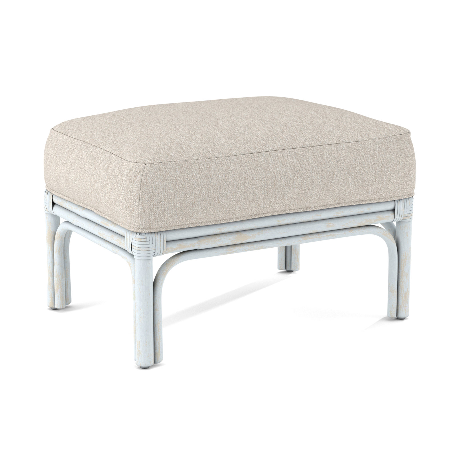 Boca Upholstered Ottoman, Bisque, Snow Crypton Performance; 0884-91
