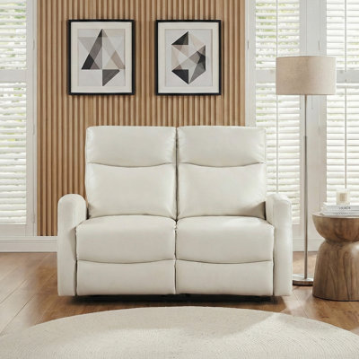 Causeuse inclinable contemporaine beige avec passe-partout en similicuir 1pc