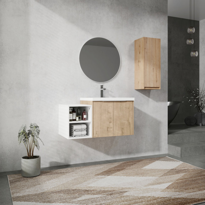 Meuble-lavabo mural 36 po avec lavabo et armoire latérale 36 po