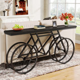 70.9? Extra Long Console Table with Bicycle Base, Narrow Sofa Table Industrial Entryway Table