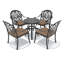 Ensemble de salle à manger rond de patio 5 pièces de 26,77 po avec trou pour parasol, 4 chaises empilables avec coussins bruns-991225708