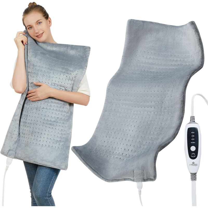 Coussin chauffant pour les crampes d'époque avec très grand coussin chauffant électrique de 33 po x 17 po - Soulagement des maux de dos, Thérapie par la chaleur humide et sèche, Arrêt automatique après 2 heures, 4 réglages de température, Lavable