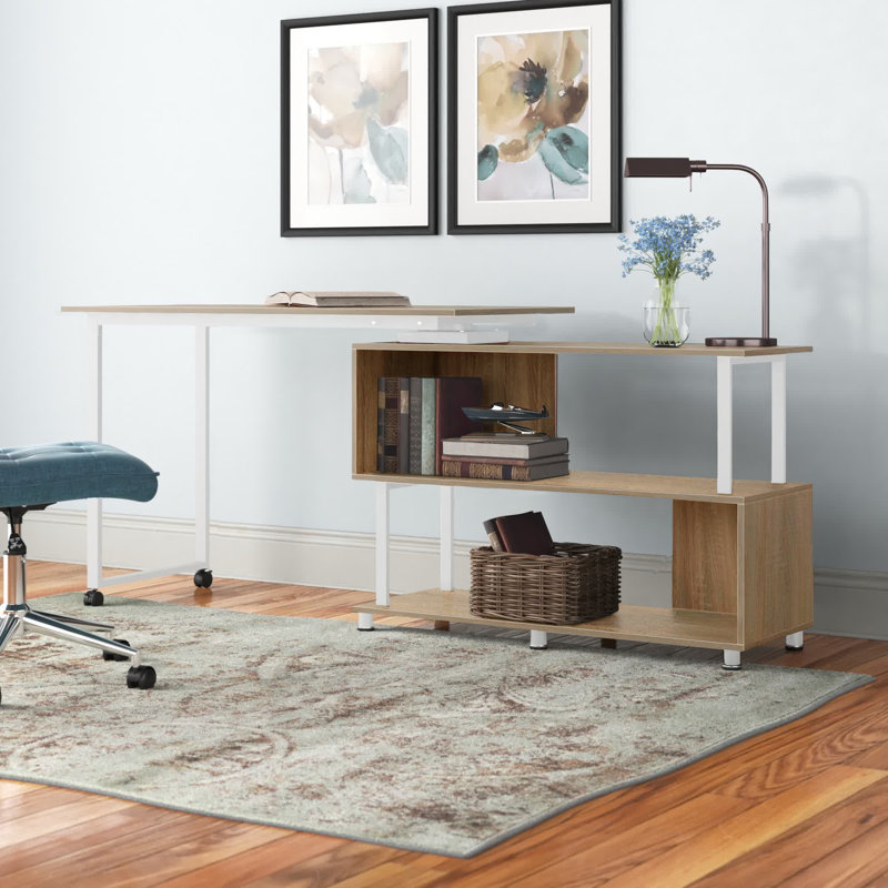 Bureau réversible Adda, Bois naturel / blanc