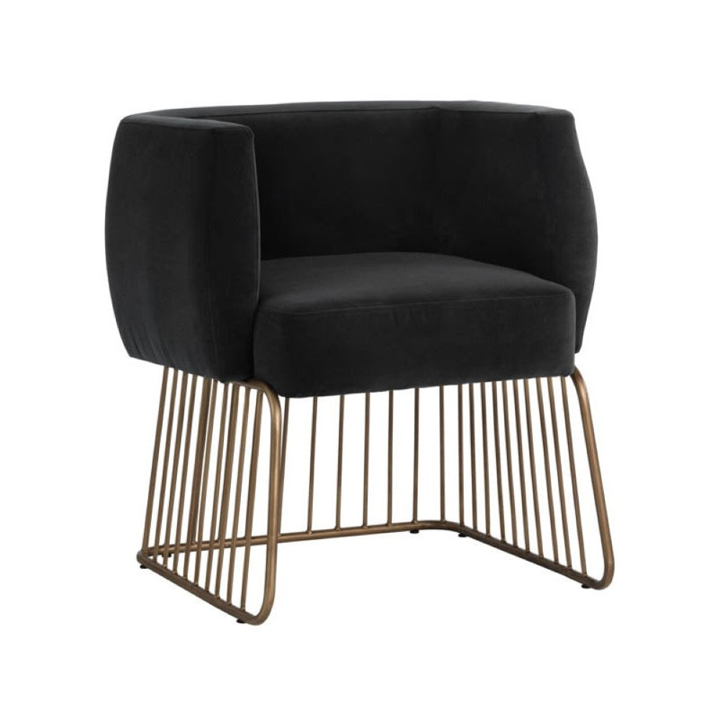 Fauteuil de salle à manger rembourré Dory, Gris