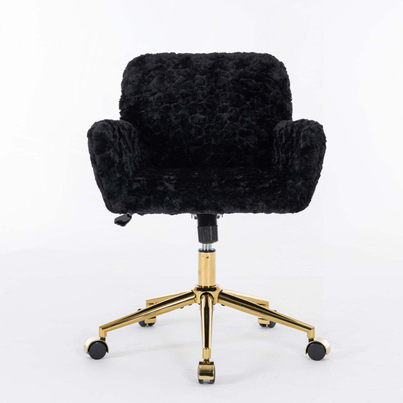 Angelyssa Polyester Blend Gaming Chair Office Chair Desk Chair Vanity Chair, Black