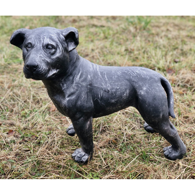 Larae Dog Weather Resistant Concrete Garden Statue, Bronze