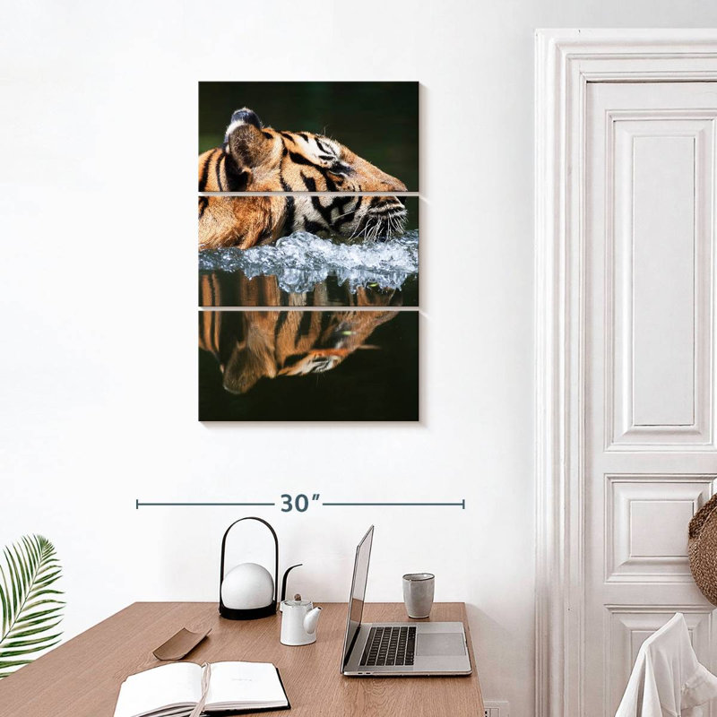 Brampt Swimming Malayan Tiger, 32" H x 20" W